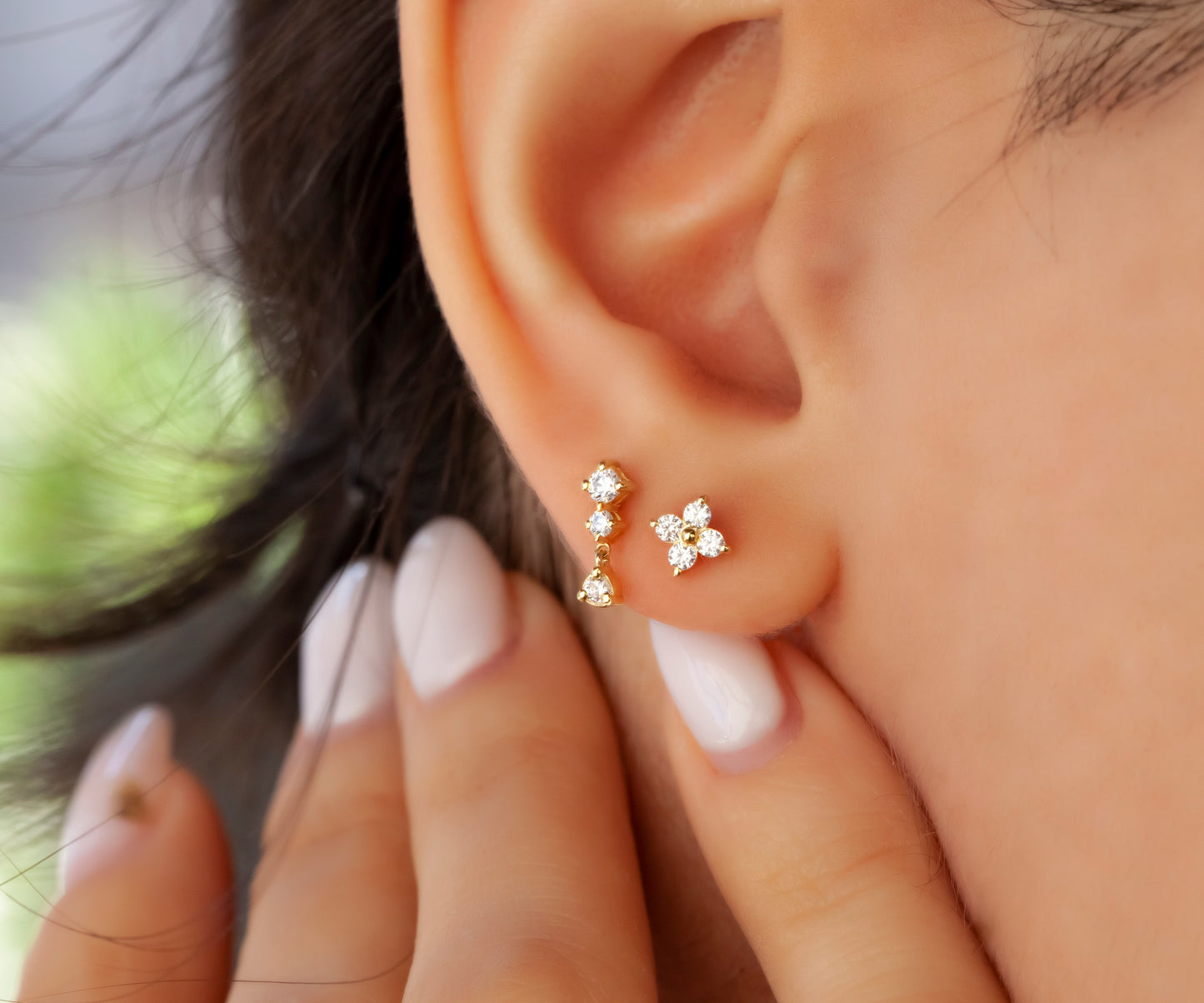 Diamond Flower Studs