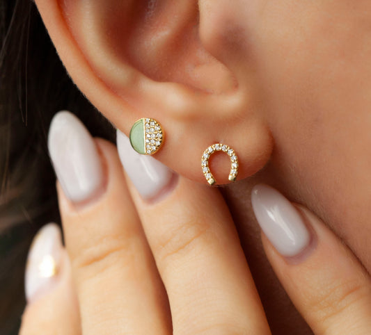 Diamond Horseshoe Stud Earrings