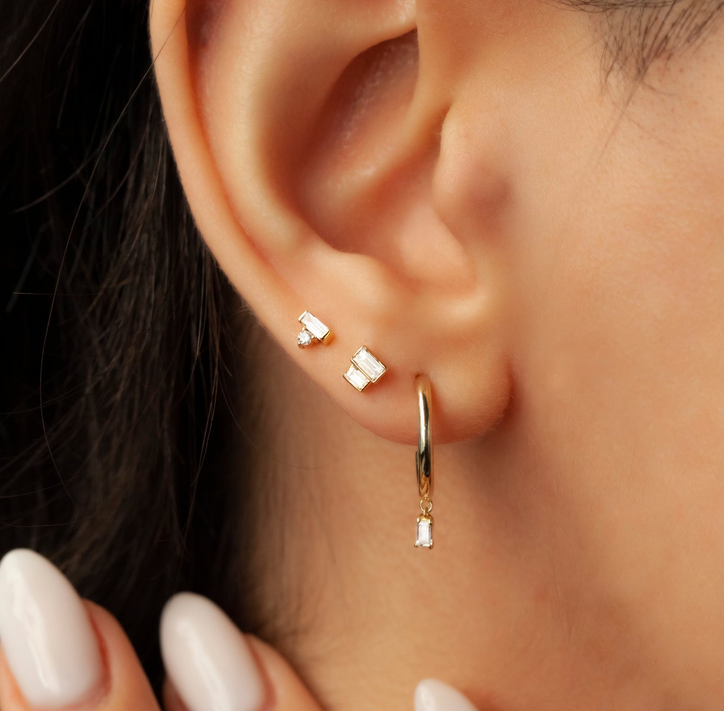 Diamond Dangle Hoop Earrings