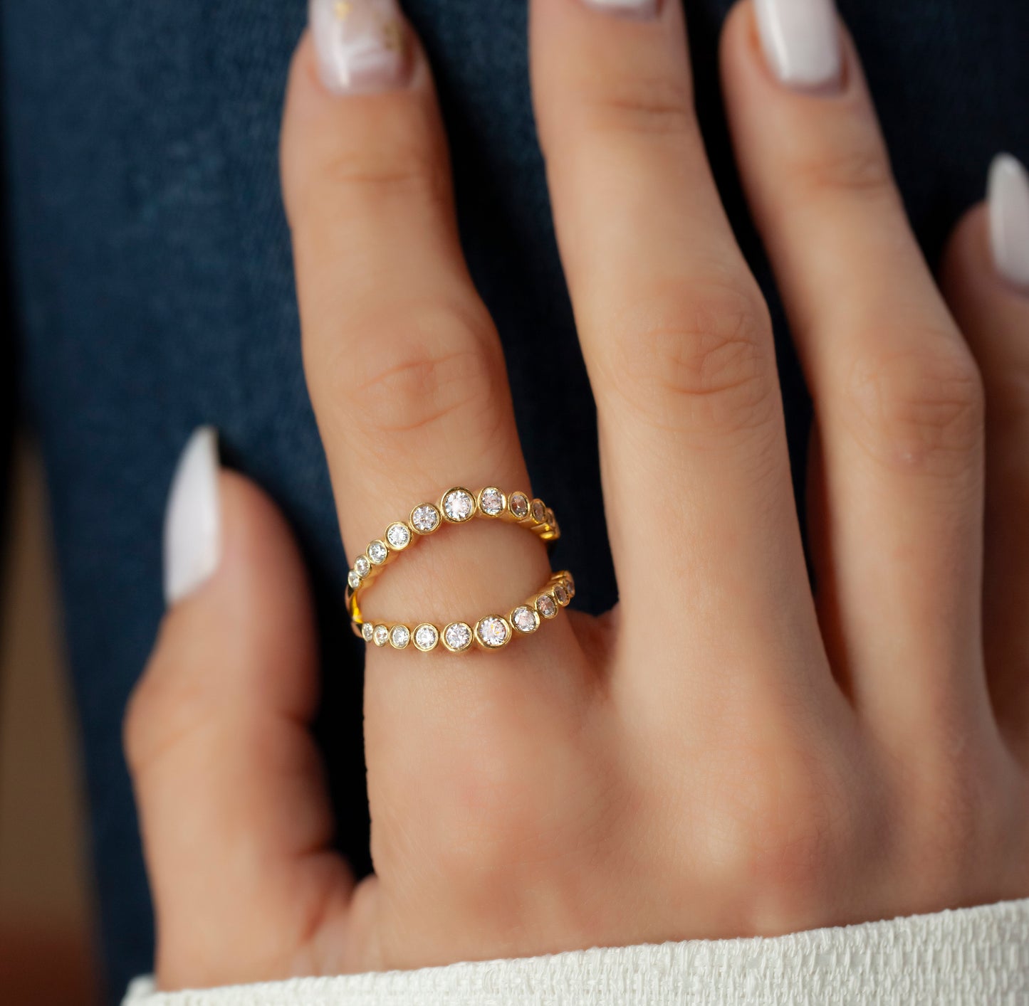 Double Ring Diamond Stacking Ring Band