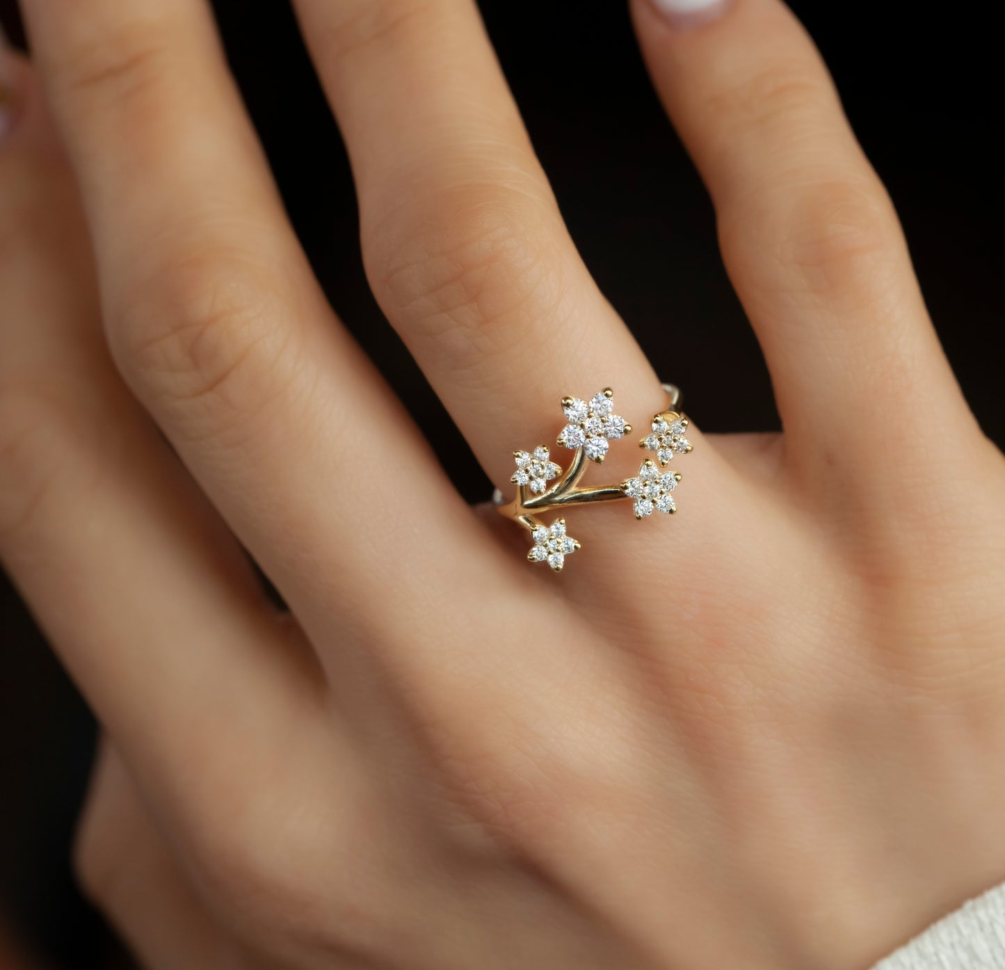 Diamond Flower Stacking Ring