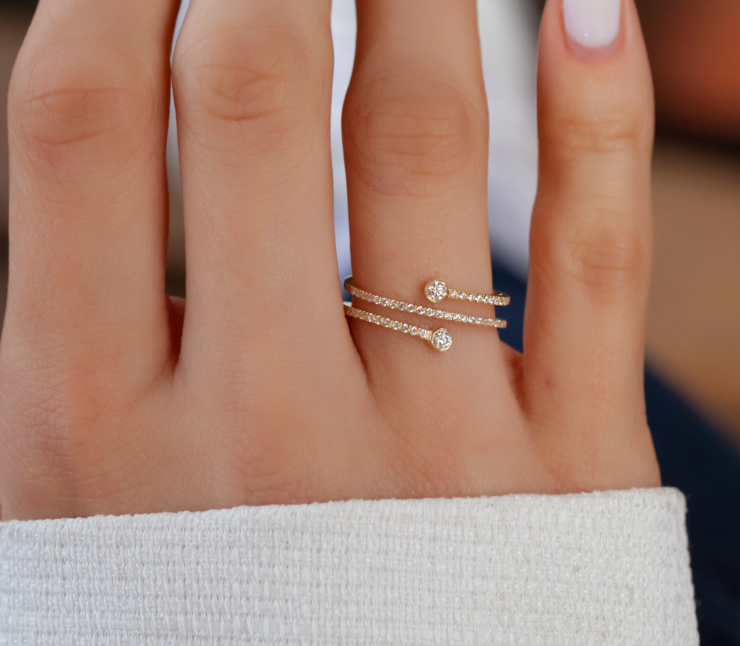 Spiral Diamond Cuff Ring