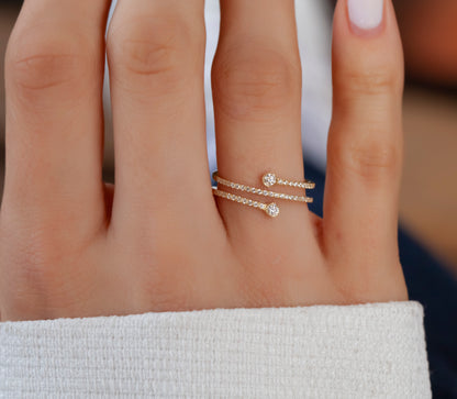 Spiral Diamond Cuff Ring
