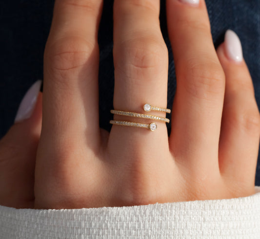 Spiral Diamond Cuff Ring