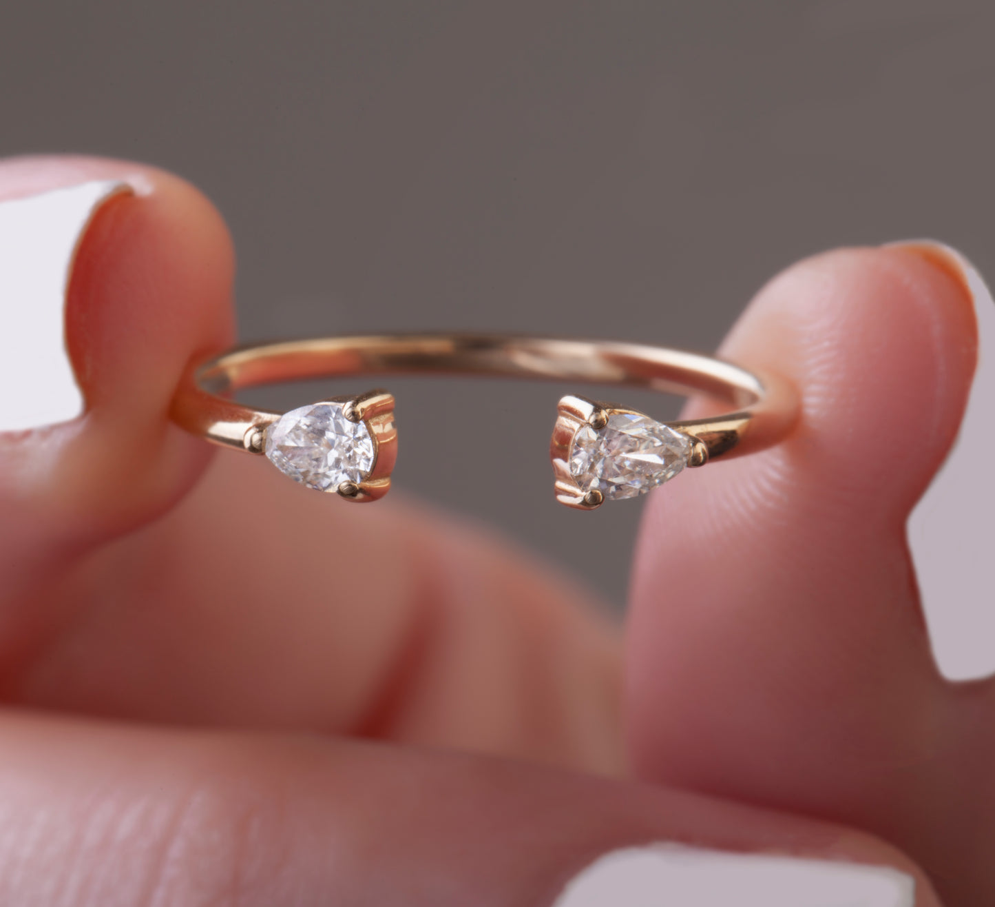 Pear Diamond Cuff Ring