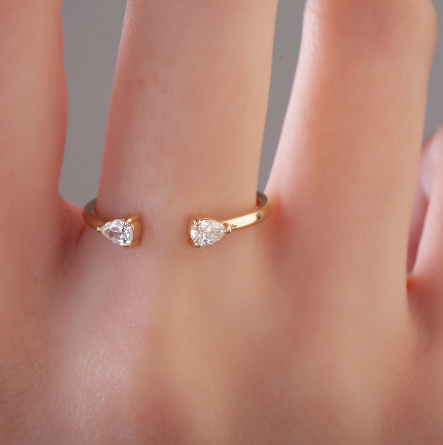 Pear Diamond Cuff Ring