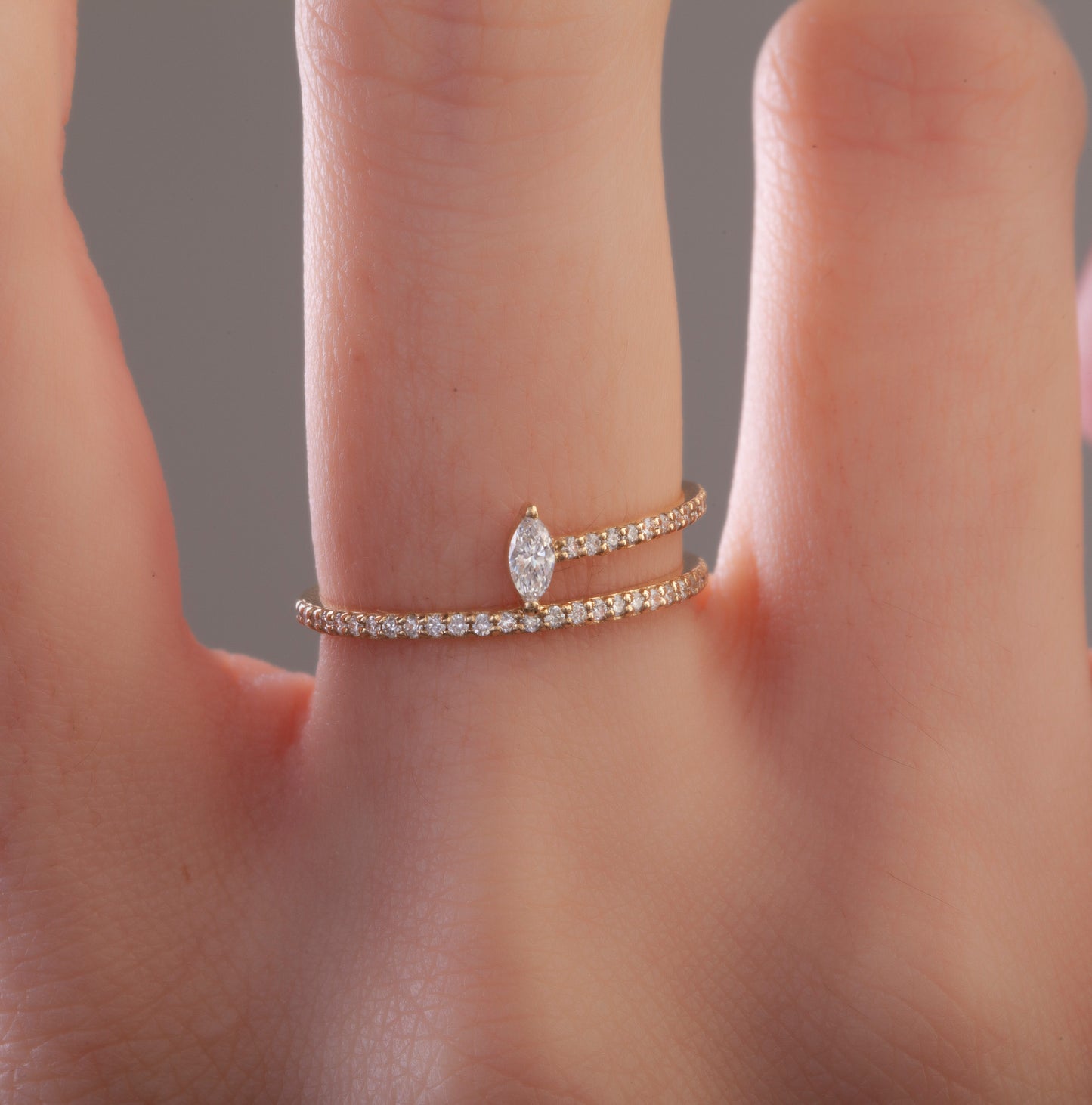 Spiral Marquise Diamond Ring