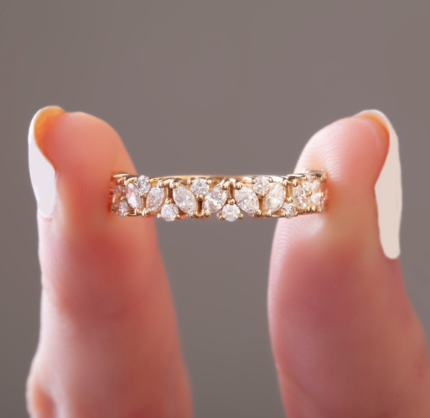 Marquise and Round Diamond Wedding Ring