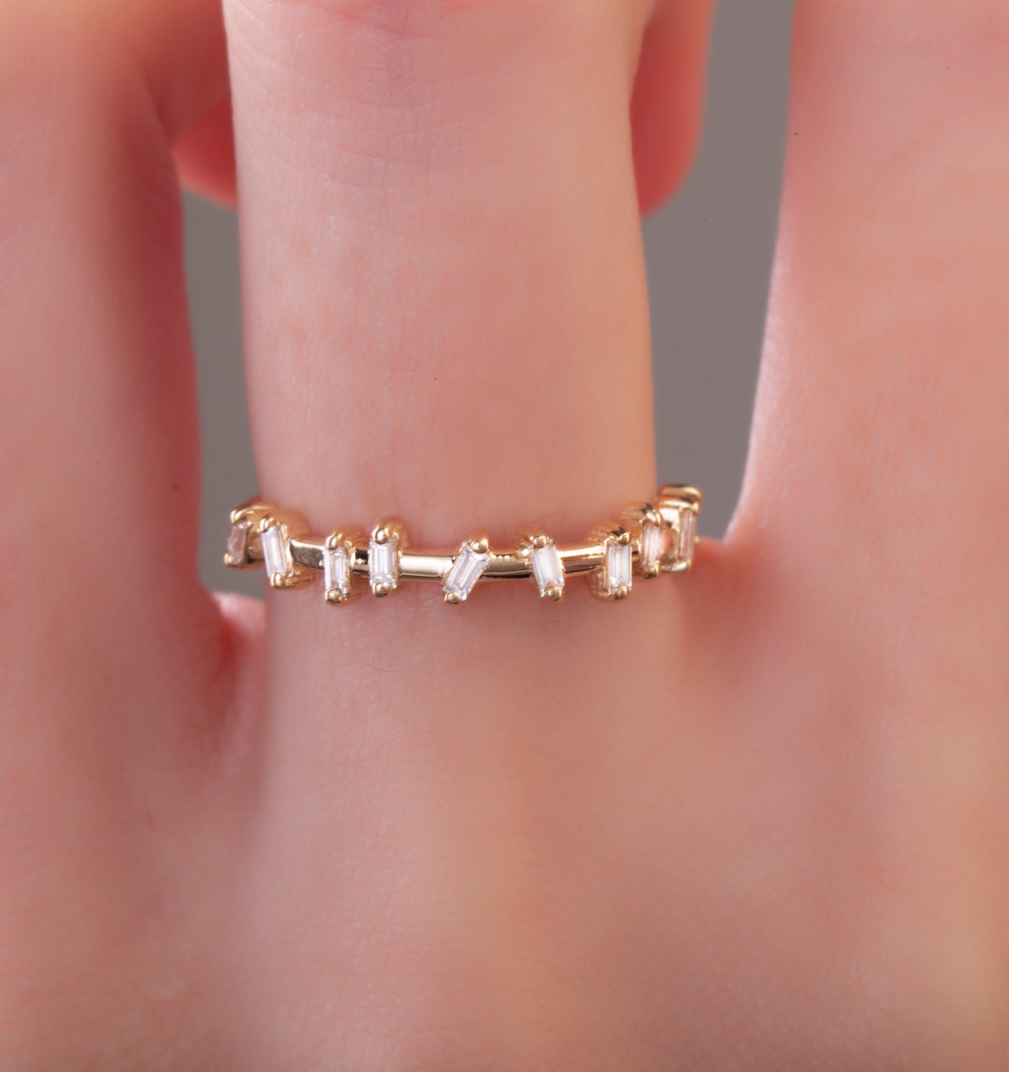 Gold Baguette Diamond Stacking Band