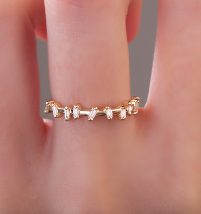Gold Baguette Diamond Stacking Band