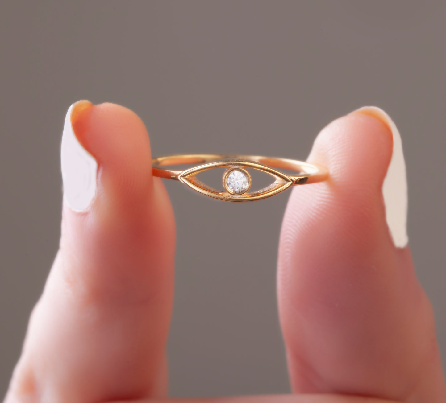 Gold Diamond Evil Eye Ring