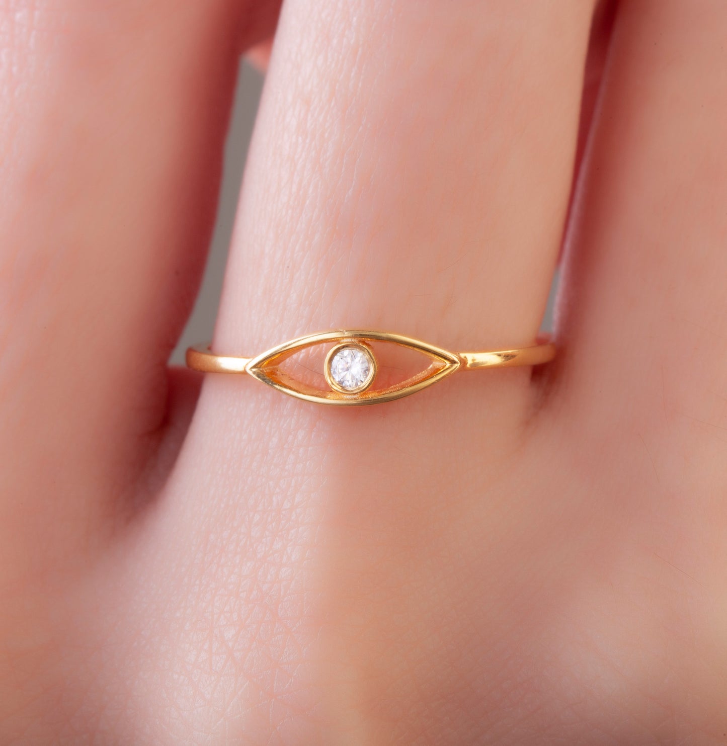 Gold Diamond Evil Eye Ring