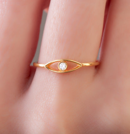 Gold Diamond Evil Eye Ring