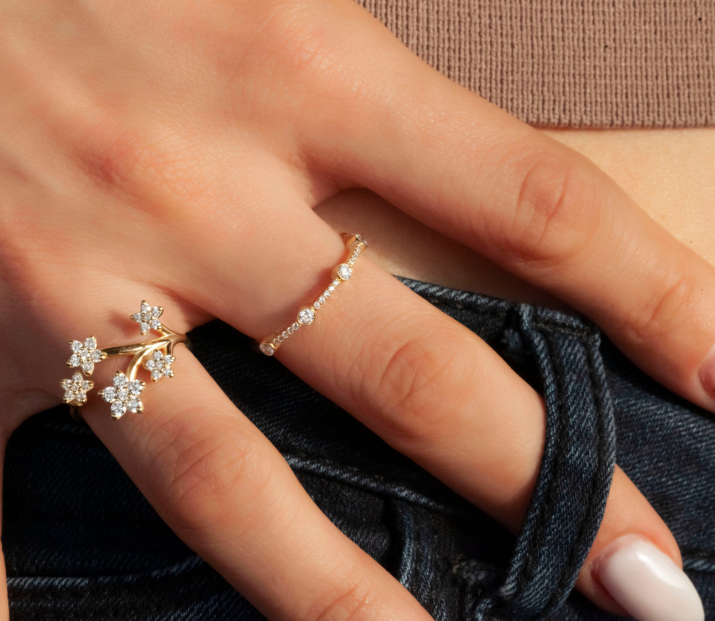 Diamond Flower Stacking Ring