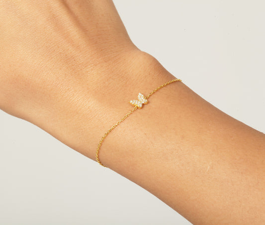 Diamond Pave Butterfly Chain Bracelet