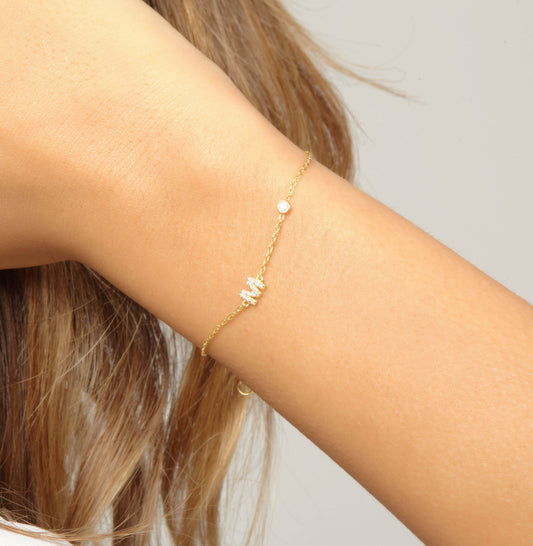 Bezel Diamond Initial Bracelet