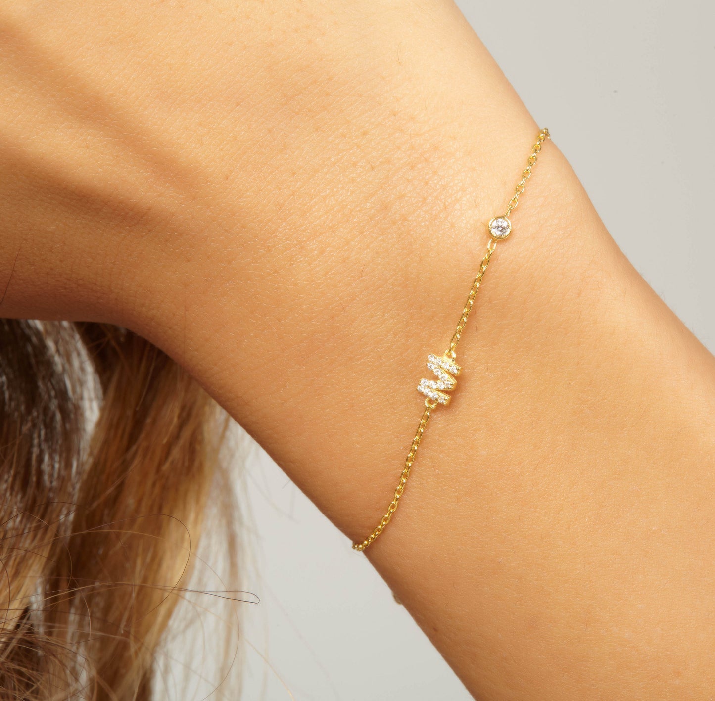Bezel Diamond Initial Bracelet
