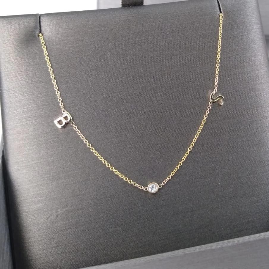 Bezel Diamond Initial Necklace