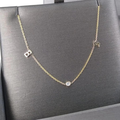Bezel Diamond Initial Necklace