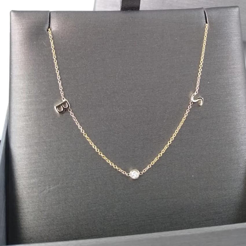 Bezel Diamond Initial Necklace