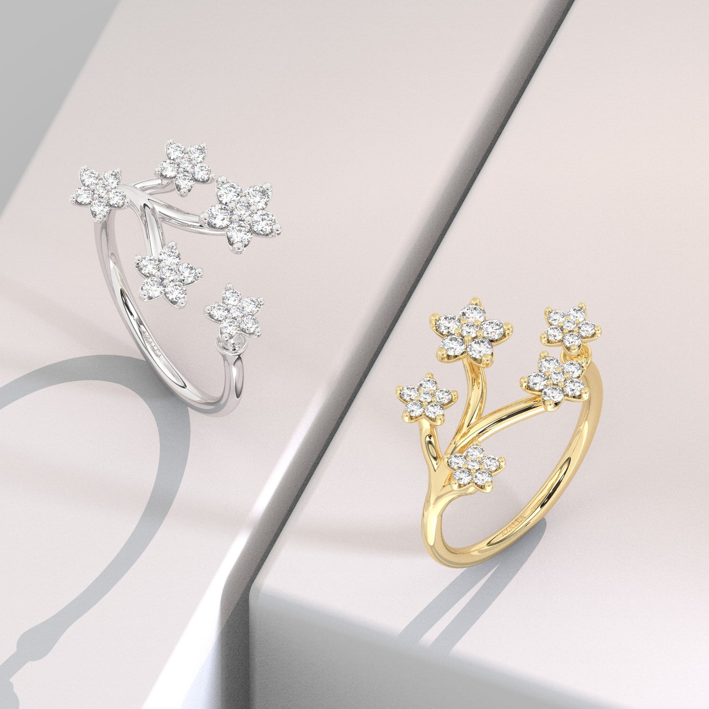 Diamond Flower Stacking Ring