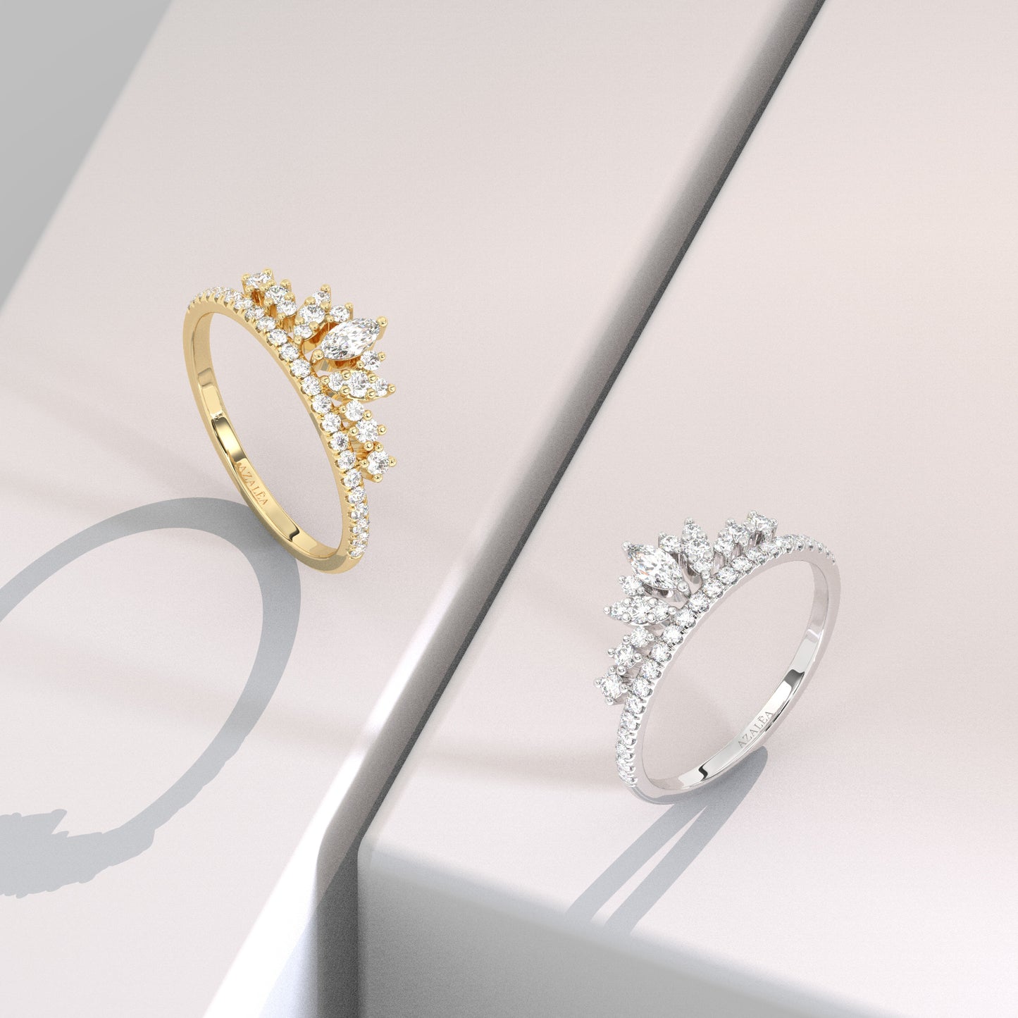 Marquise and Round Diamond Wedding Ring