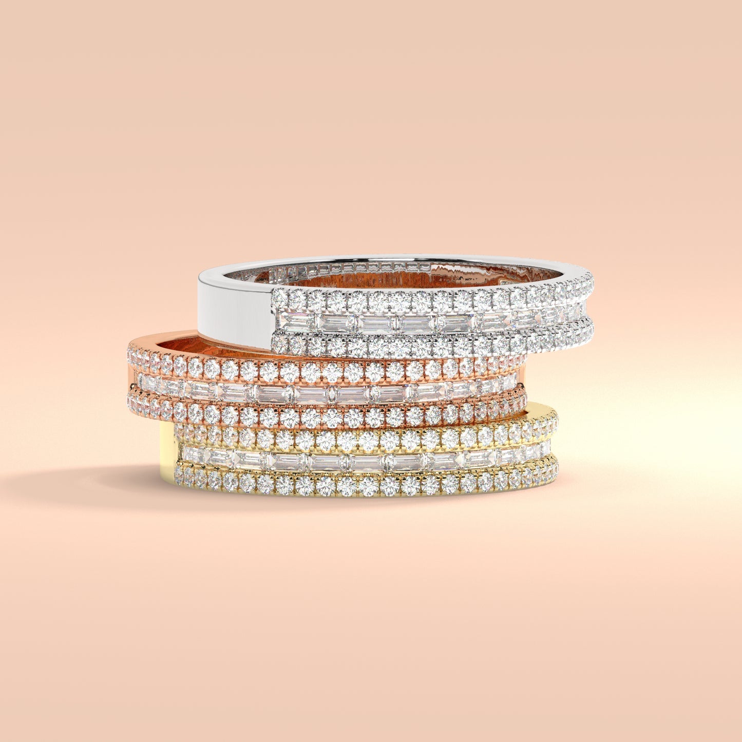 Gold Baguette Round Diamond Eternity Band