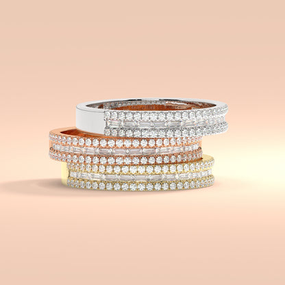 Gold Baguette Round Diamond Eternity Band