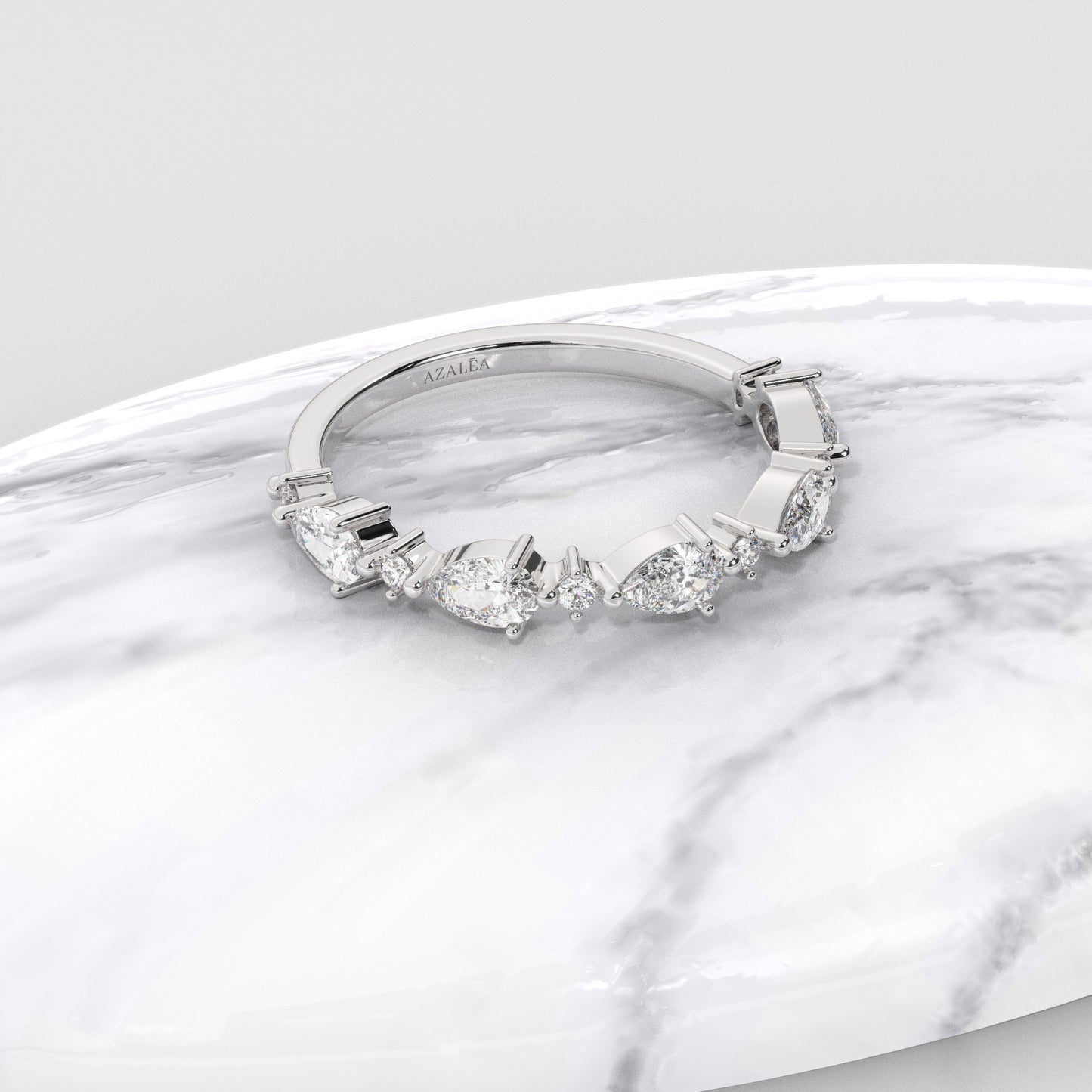 Pear and Round Diamond Wedding Ring