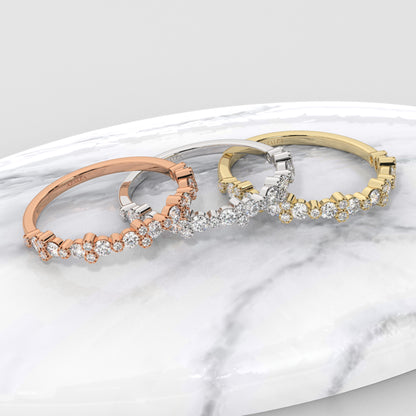 Gold Round Diamond Half Eternity Wedding Ring