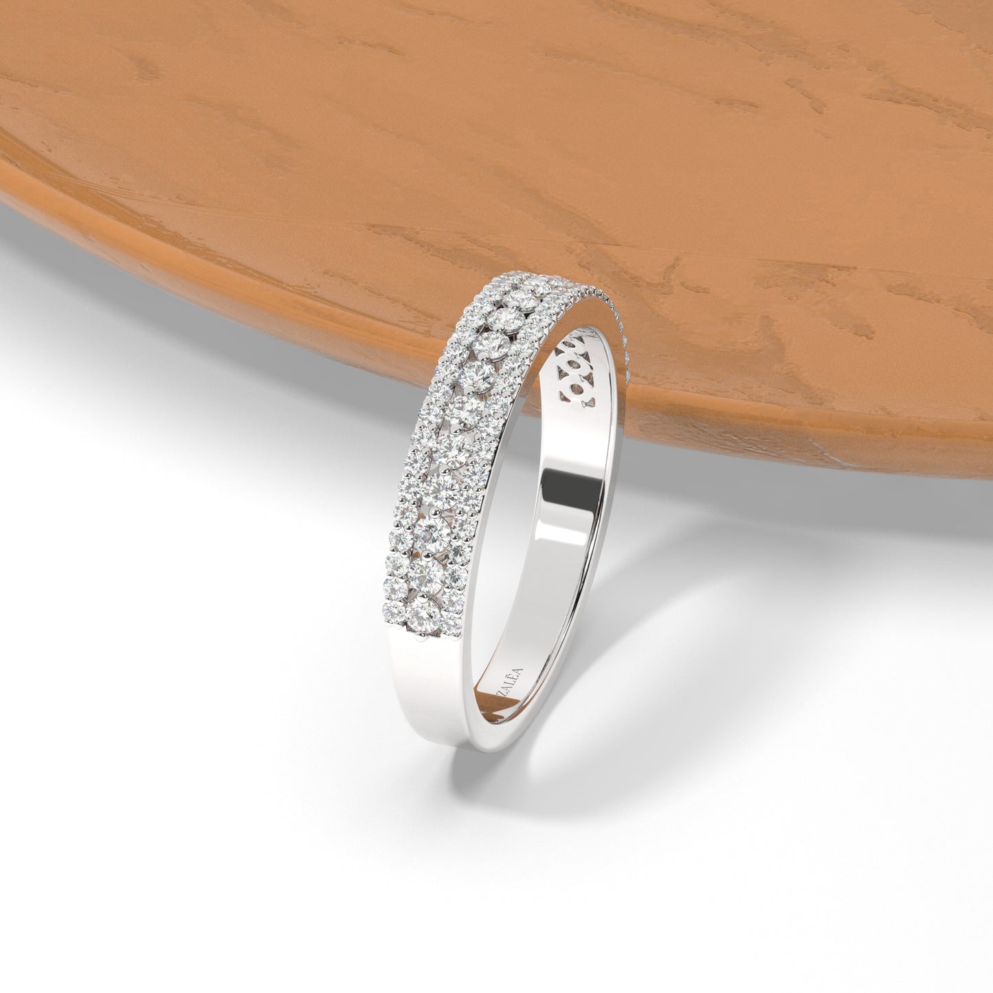3 Row Halfway Diamond Wedding Ring