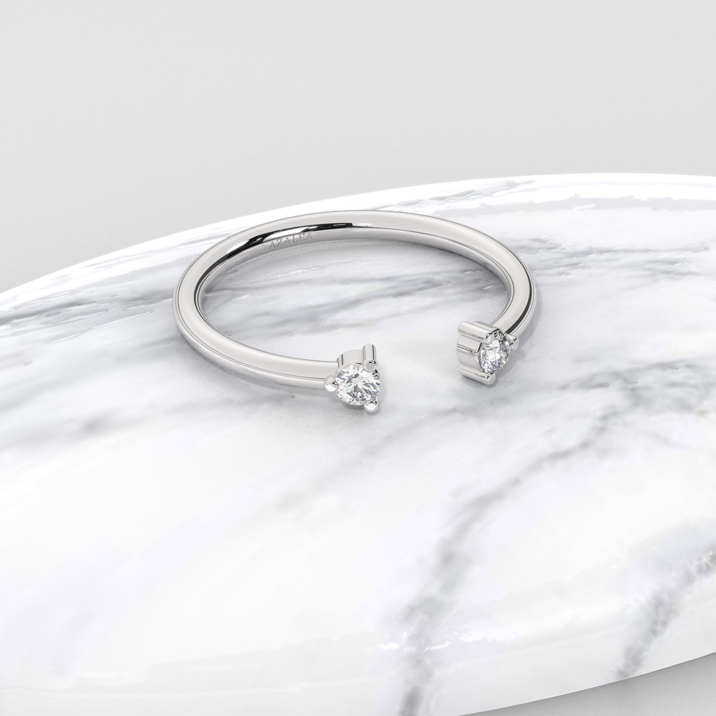 Round Diamond Cuff Stacking Ring