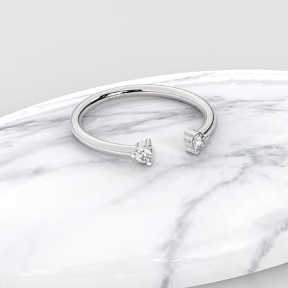 Round Diamond Cuff Stacking Ring