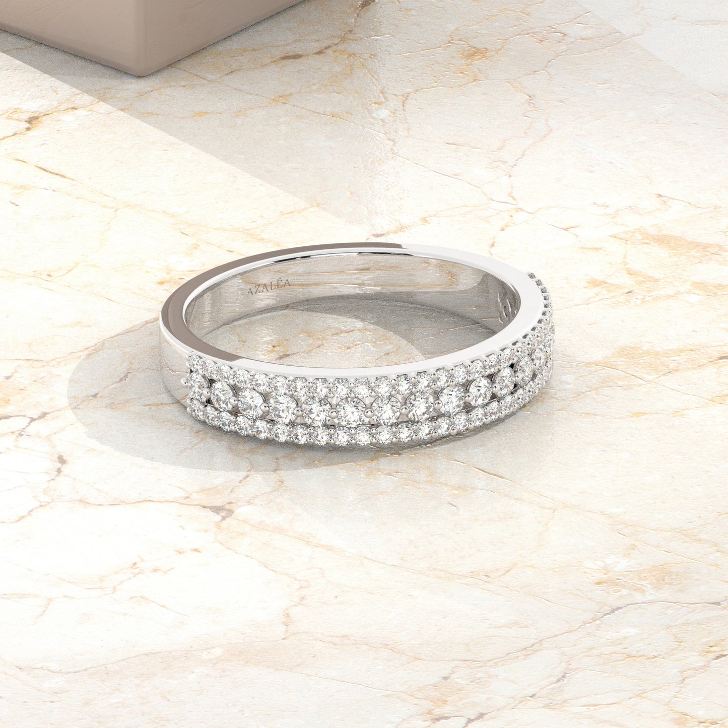 3 Row Halfway Diamond Wedding Ring
