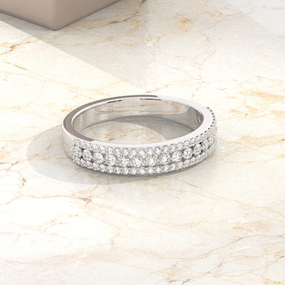 3 Row Halfway Diamond Wedding Ring