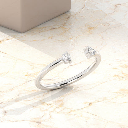 Round Diamond Cuff Stacking Ring