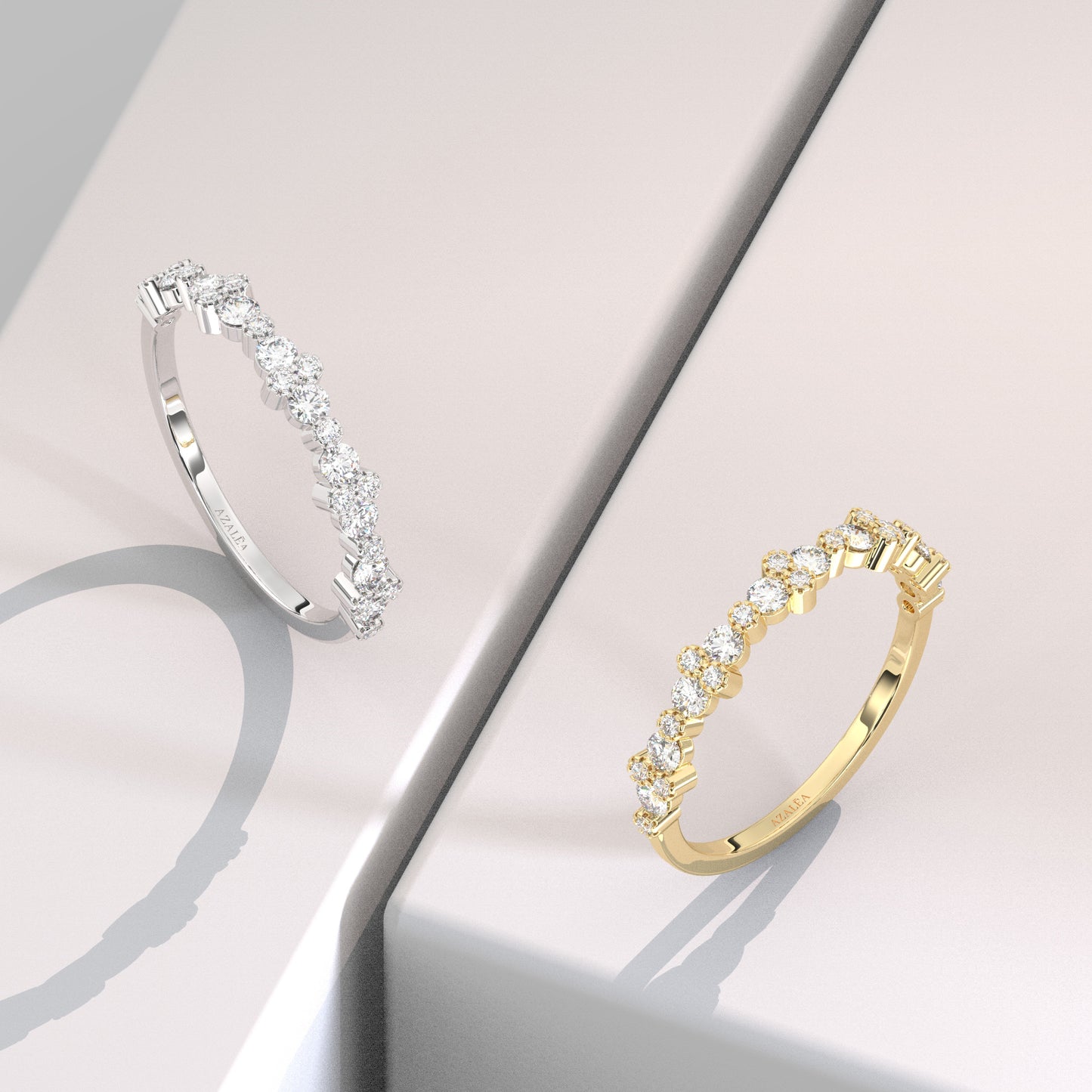 Gold Round Diamond Half Eternity Wedding Ring