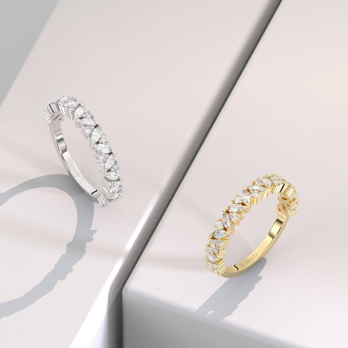 Marquise and Round Diamond Wedding Ring