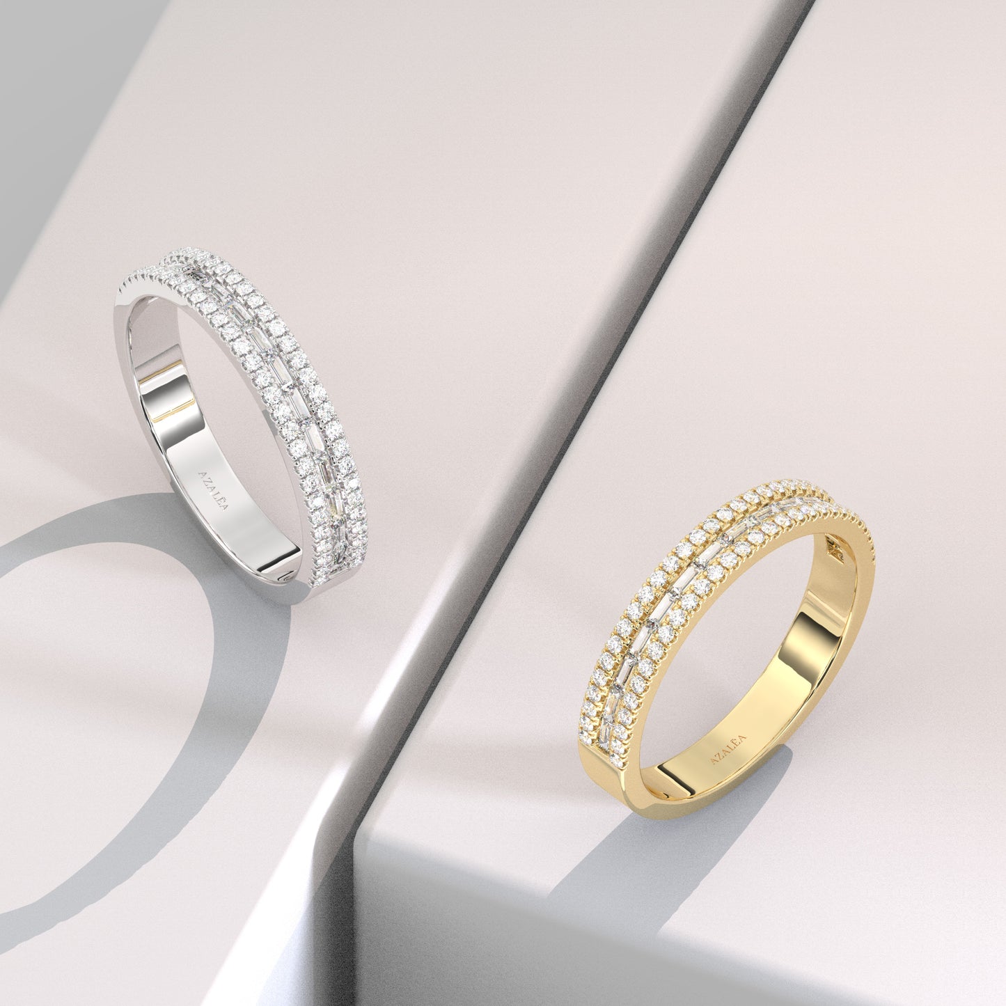 Gold Baguette Round Diamond Eternity Band