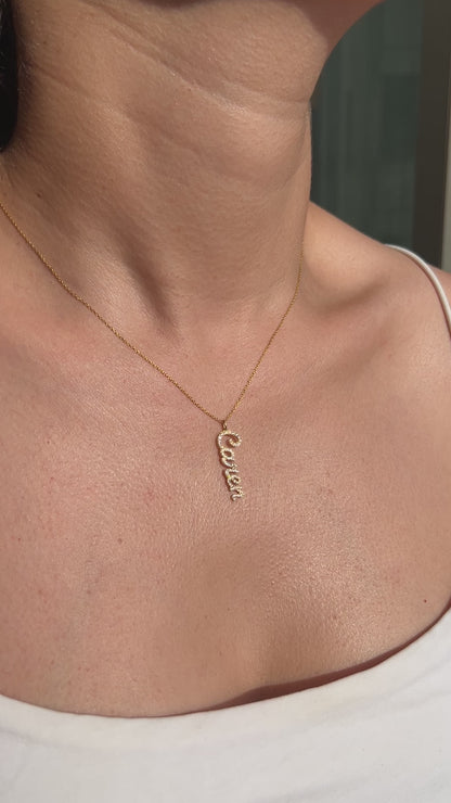 Diamond Vertical Name Necklace