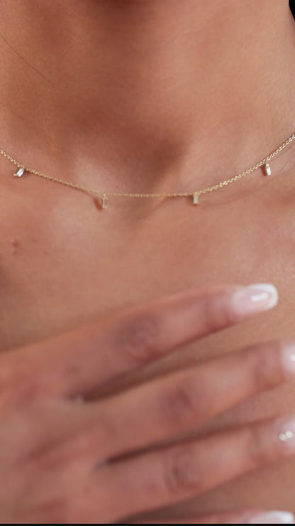 Baguette Diamond Station Necklace