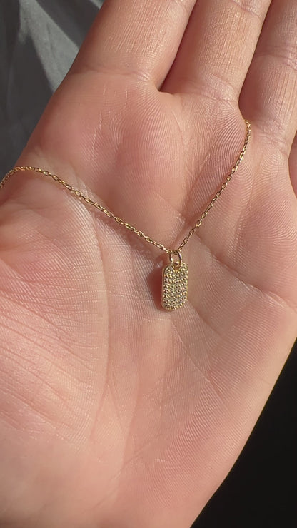 Diamond Dog Tag Pendant Necklace