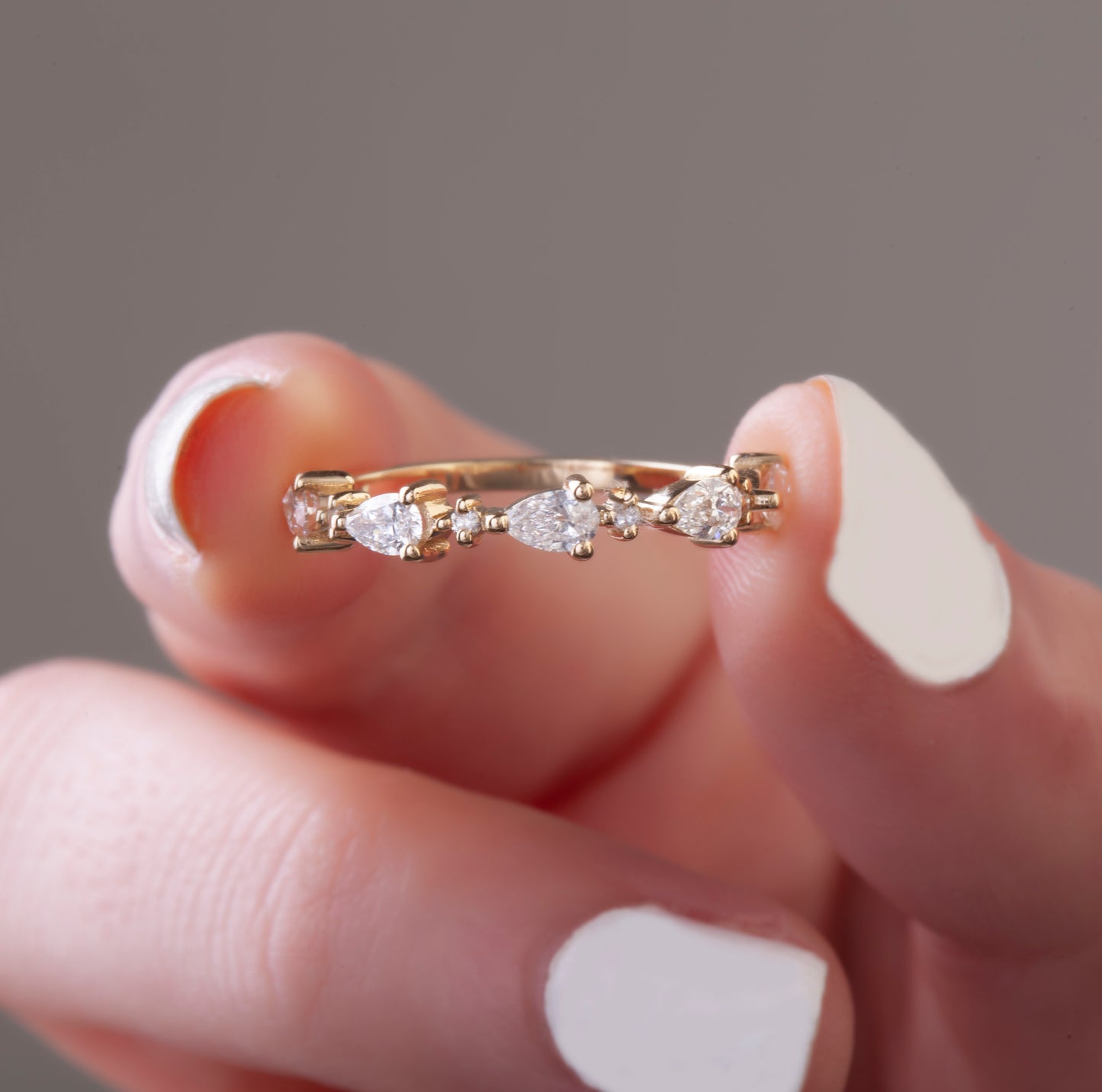 Pear and Round Diamond Wedding Ring