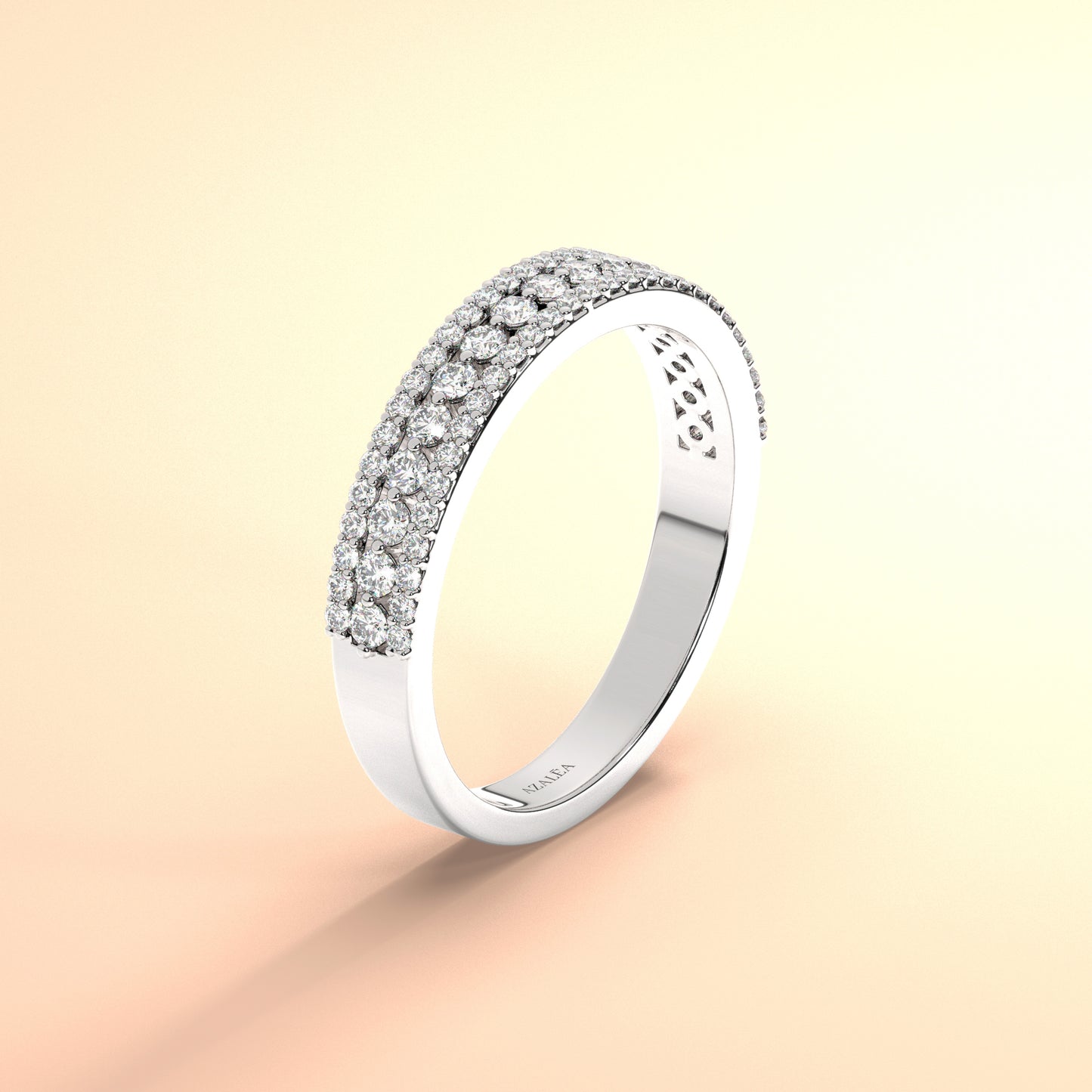 3 Row Halfway Diamond Wedding Ring