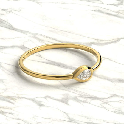Gold Pear Diamond Wedding Band