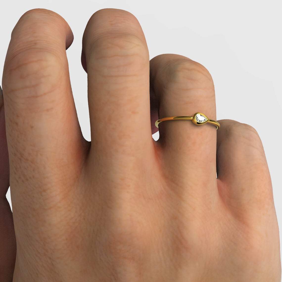 Gold Pear Diamond Wedding Band