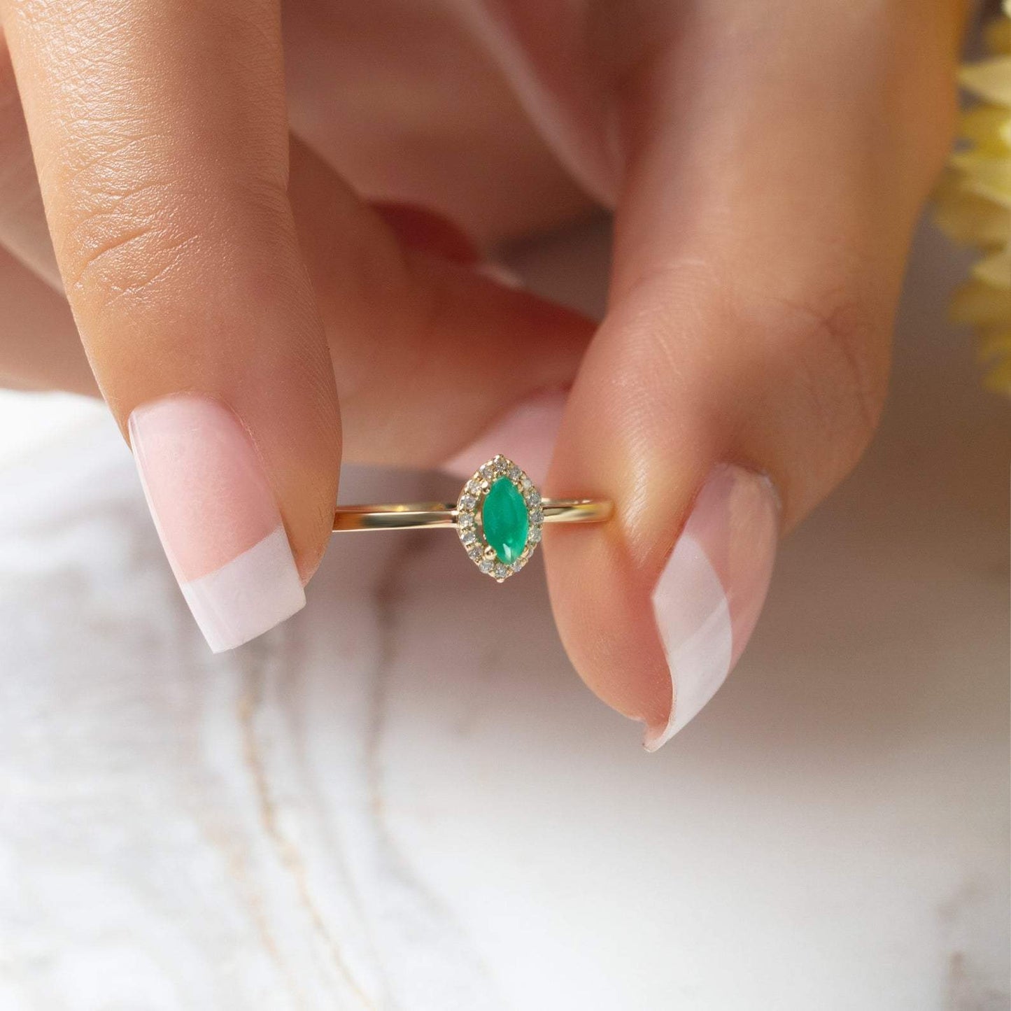 Floating Emerald Diamond Ring