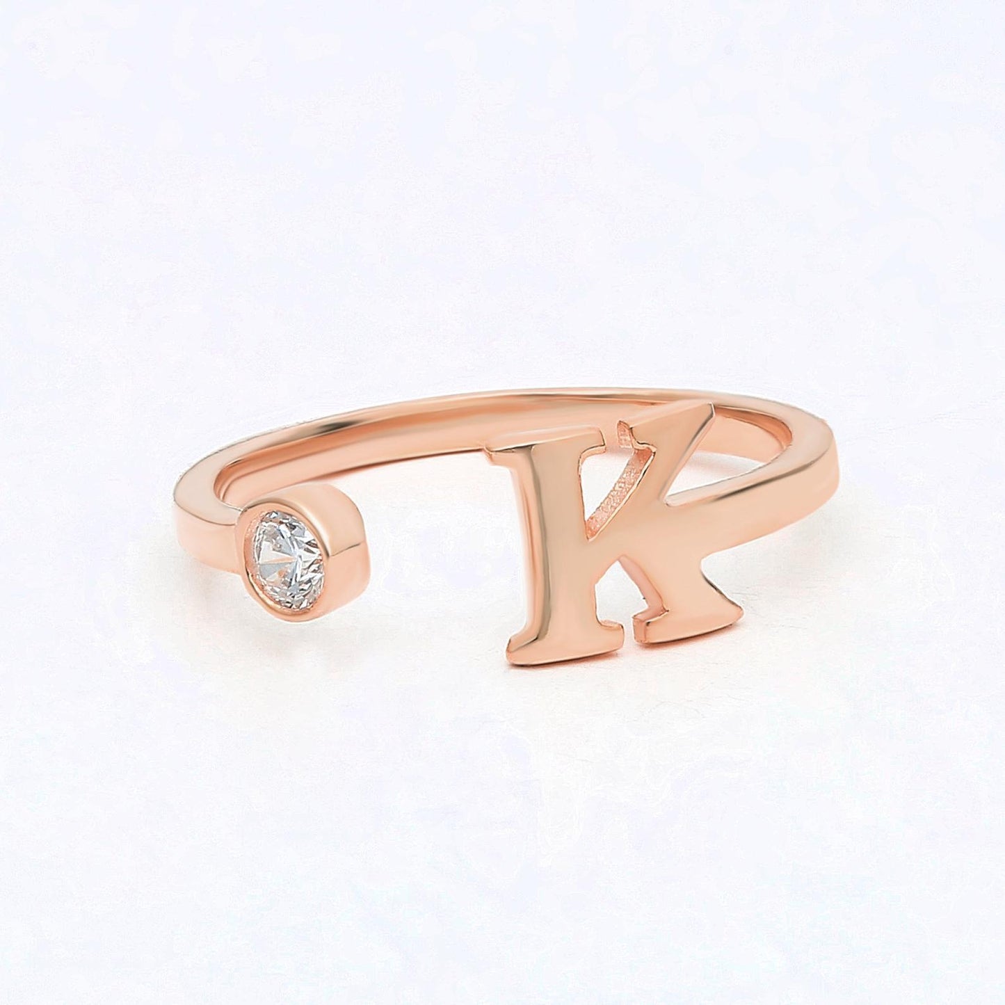 Gold Diamond Initial Stack Cuff Ring
