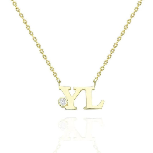 Bezel Diamond Initial Necklace