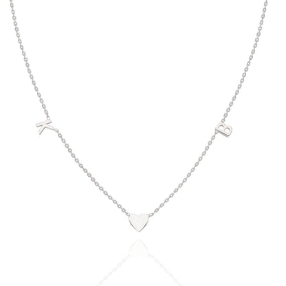 Gold Heart 2 Initial Charm Necklace